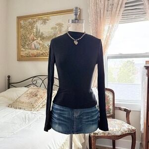 Y2K black mock neck long sleeve top size small